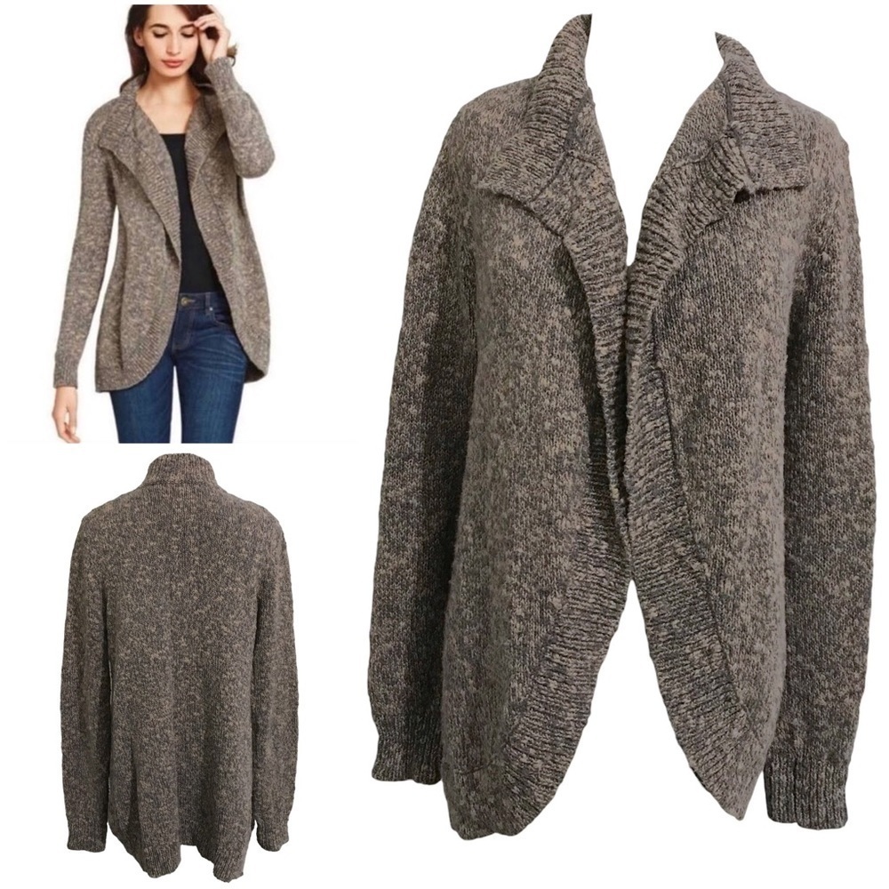 CAbi 880 Swear By Sweater Knit Brown Marled Open Front Cardigan Size Small